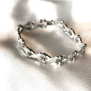 925 Sterling Silver Vintage X Link Design Bracelet